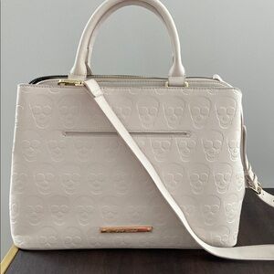 Betsey Johnson Elegant Cream Skull Embossed Handbag
